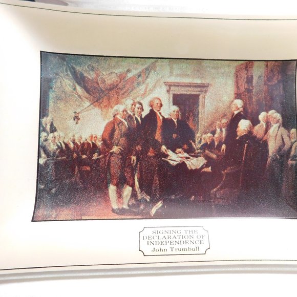 Houze Art Patriotic Glass Trays Declaration Independence, Washington, Old Glory - Picture 2 of 8